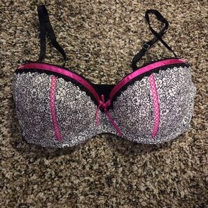 Candie's Black & Pink Floral Molded Bra
